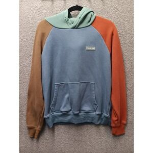 Spark Paws Colorblock Fleece Hoodie Pullover Blue Orange Brown Size M Unisex